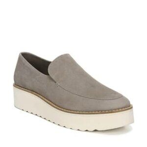 Vince Zeta Platform Suede Grey Loafer Slip On Shoes